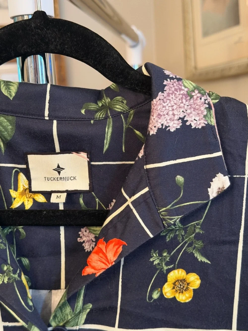 Tuckernuck Navy Floral Grid Shirt Dress - Picture 2 of 3